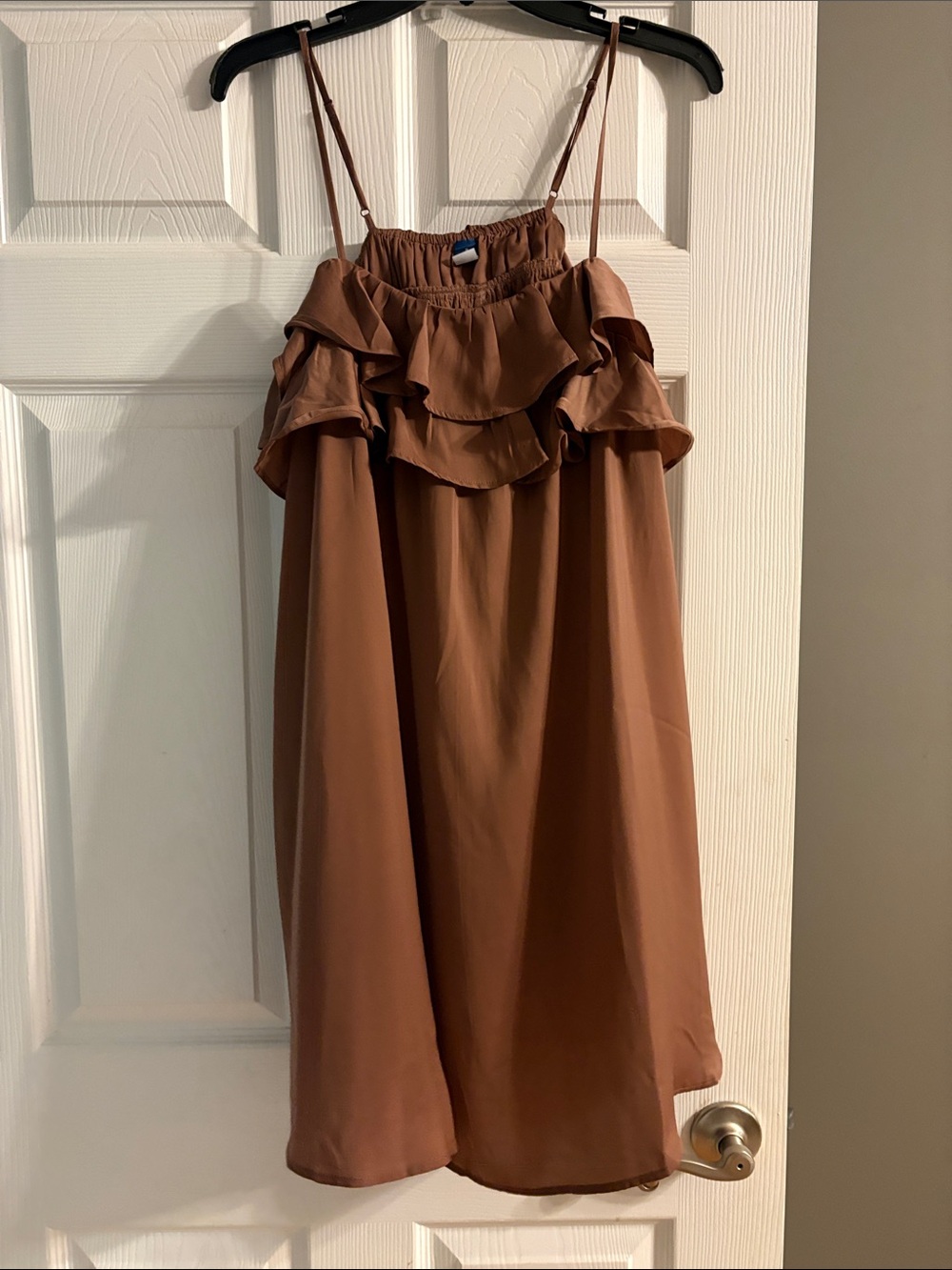Old Navy Rust Brown Ruffle Tiered Sundress with Spaghetti Straps